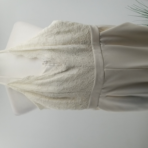 Express Cream Jumpsuit Lace Top Spaghetti Straps & Pockets Jumpsuit - Picture 15 of 15